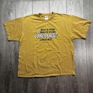 Vintage 24 Beer T Shirt XL Brown Extra Large Graphic Days in a Week Funny